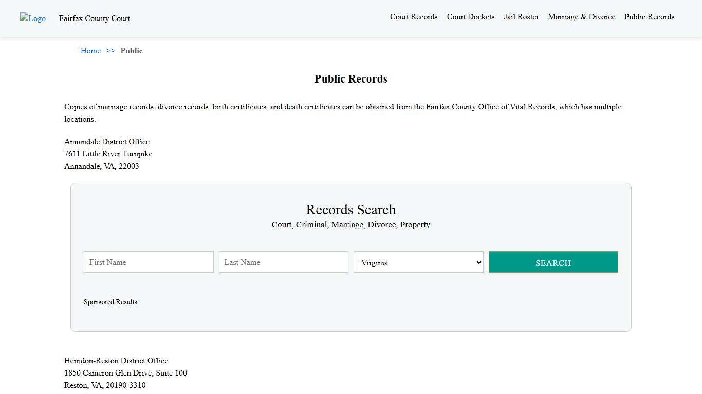Public Records | Fairfax County Court